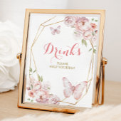 Elegant Goud Roze Bloemen Mis Quince Drinken Poster