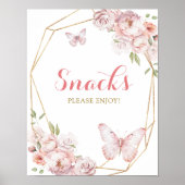 Elegant Goud Roze Bloemen Mis Quince Snack Poster (Voorkant)