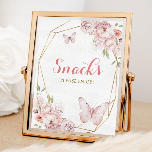 Elegant Goud Roze Bloemen Mis Quince Snack Poster