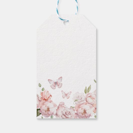 Elegant Goud Roze Bloemen Mis XV Años Dank u Cadeaulabel (Achterkant)