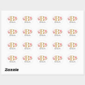 Elegant Goud Roze Bloemen Monogram Initiaal Letter Ronde Sticker (Vel)