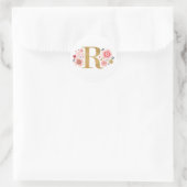 Elegant Goud Roze Bloemen Monogram Initiaal Letter Ronde Sticker (Tas)