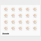Elegant Goud Roze Bloemen Monogram Initiaal Letter Ronde Sticker (Vel)