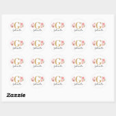 Elegant Goud Roze Bloemen Monogram Initiaal Letter Ronde Sticker (Vel)