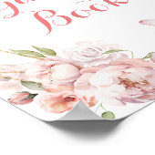 Elegant Goud Roze Bloemen Quinceañera Gastenboek Poster (Hoek)