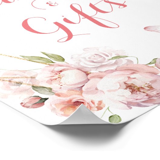 Elegant Goud Roze Bloemen Quinceañera Kaarten & Ca Poster (Hoek)