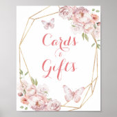 Elegant Goud Roze Bloemen Quinceañera Kaarten & Ca Poster (Voorkant)