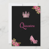 Elegant Goud Roze Bloemen Quinceanera uitnodiging (Achterkant)