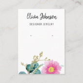 Elegant Goud Roze Bloemen Sieraden Oorbel Display Visitekaartje (Voorkant)