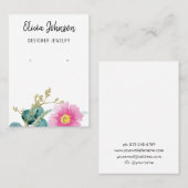 Elegant Goud Roze Bloemen Sieraden Oorbel Display Visitekaartje (Voorkant / Achterkant)