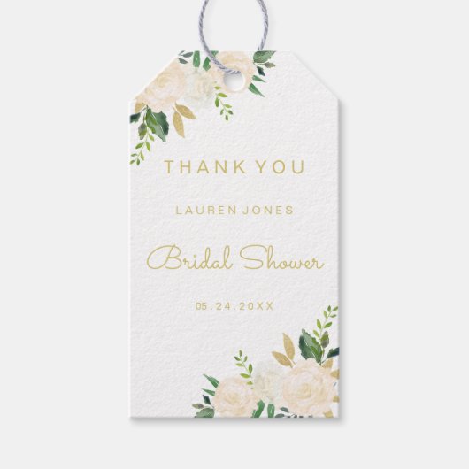 Elegant Goud Roze Bloemen Vrijgezellenfeest Labels Cadeaulabel (Voorkant)