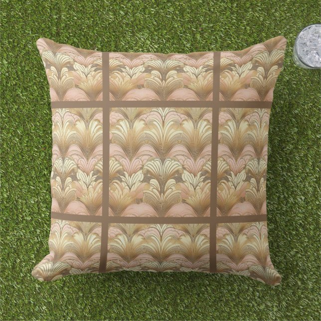 Elegant goud, roze en witte schelp patroon buitenkussen (Gras)
