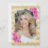 Elegant Goud Roze Foto 50e Verjaardag Kaart (Achterkant)