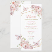 Elegant Goud Roze Geometrisch Bloemen Quinceañera Menu (Voorkant / Achterkant)