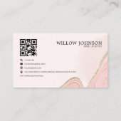 Elegant Goud Roze Glitter QR Code Modern Monogram Visitekaartje (Achterkant)