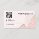Elegant Goud Roze Glitter QR Code Modern Monogram Visitekaartje (Achterkant)
