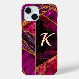 Elegant goud roze paarse glitter girly iPhone 15 case