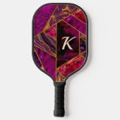 Elegant goud roze paarse glitter girly pickleball paddle (Achterkant)