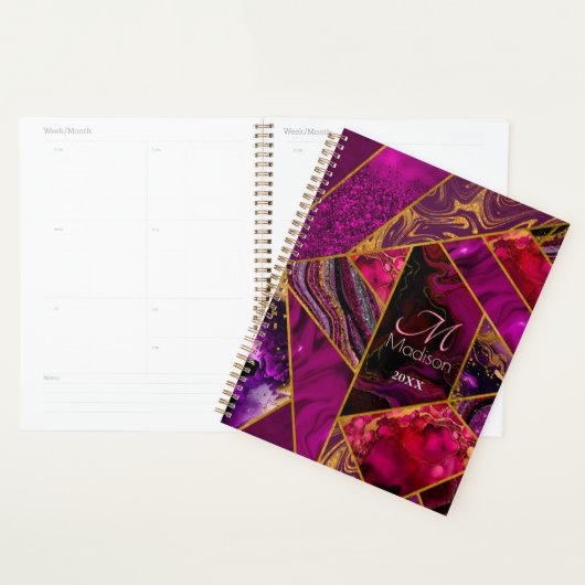 Elegant goud roze paarse glitter girly planner (Display)