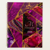 Elegant goud roze paarse glitter girly planner (Voorkant)