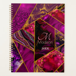Elegant goud roze paarse glitter girly planner