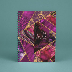 Elegant goud roze paarse glitter girly schetsboek notitieboek