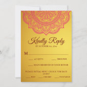 Elegant Goud Roze paisley Indische Trouw RSVP (Voorkant)