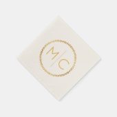 Elegant Goud Rustiek Krans Blad Monogram Bruiloft Servet (Hoek)