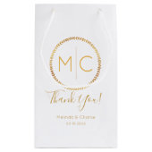 Elegant Goud Rustieke Krans Monogram Bruiloft Klein Cadeauzakje (Achterkant)