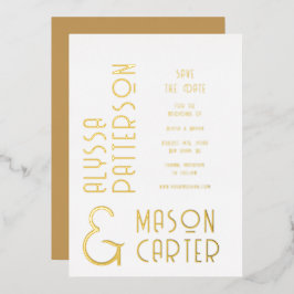 Elegant goud save the date bruiloft folie uitnodiging
