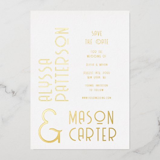 Elegant goud save the date bruiloft folie uitnodiging (Voorkant)