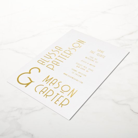 Elegant goud save the date bruiloft folie uitnodiging (Gedraaid)
