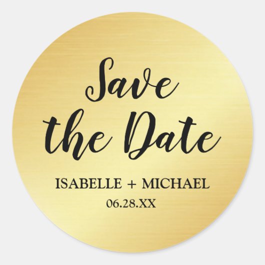 Elegant Goud Save the Date Envelope Seal Ronde Sticker (Voorkant)