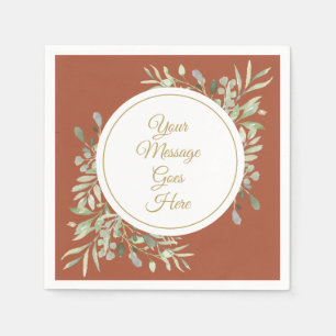 Elegant Goud Schrift Groenery Terracotta Servet
