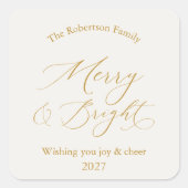 Elegant goud schrift “Kerstmis & Licht” Kerstmis Vierkante Sticker (Voorkant)
