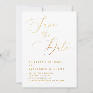 Elegant Goud Schrift   Minimalistische Klassieke T Save The Date