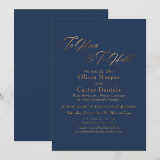 Elegant goud schrift Om te hebben en te houden ove Kaart (Voorkant / Achterkant)