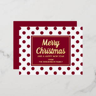 Elegant goud schrift rode polka stippen vrolijk ke folie feestdagen briefkaart
