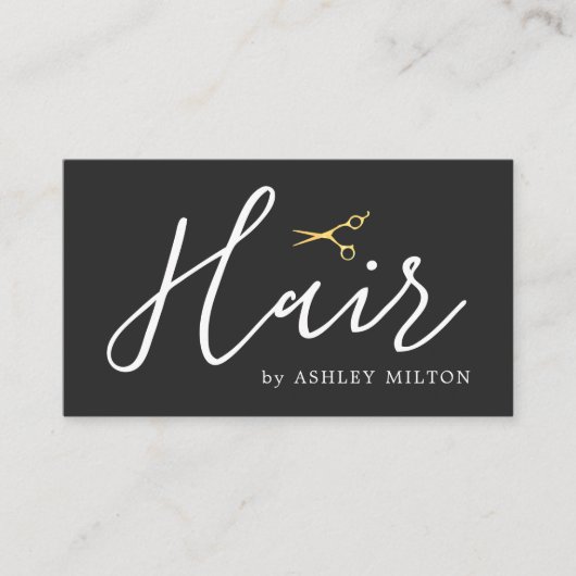 Elegant Goud Scissors Haarstylist Visitekaartje (Voorkant)