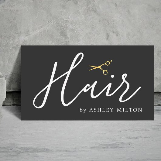 Elegant Goud Scissors Haarstylist Visitekaartje