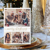 Elegant Goud Script 4 Fotocollage Kerstmis Feestdagenkaart