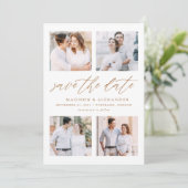 Elegant Goud Script 4 Fotocollage Save The Date (Staand voorkant)