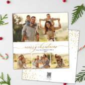 Elegant Goud Script 4 Multi Photo Christmas Feestdagenkaart