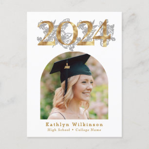 Elegant Goud Script Arch Foto AFSTUDEERDER Uitnodi Briefkaart