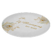 Elegant Goud Script Bloemen Custom Ingesteld Jaar Snijplank (Hoek)