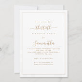Elegant Goud Script Border 30e Verjaardagsfeestje Kaart (Voorkant)