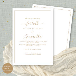 Elegant Goud Script Border 40e Verjaardagsfeestje Kaart
