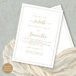 Elegant Goud Script Border 60e Verjaardagsfeestje Kaart