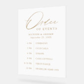 Elegant Goud Script Bruiloft Orde van Evenementen Acryl Bord (Hoek)