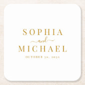 Elegant Goud Script Bruiloft Repetitie Diner Kartonnen Onderzetters (Voorkant)